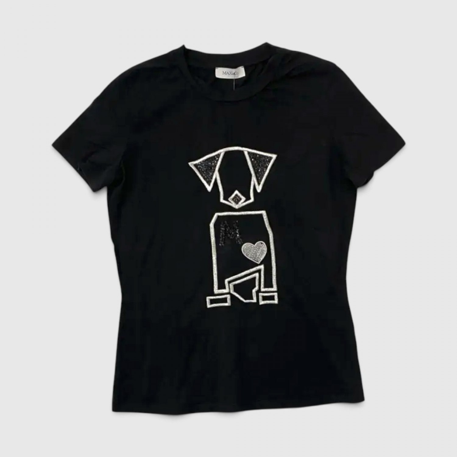 MAX&Co. Γυναικείο Μαύρο T-Shirt με Glitter Graphic / Pre-Owned