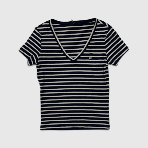 Tommy Jeans Γυναικείο Ριγέ V-Neck T-Shirt Μπλε/Λευκό / Pre-Owned
