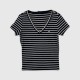 Tommy Jeans Γυναικείο Ριγέ V-Neck T-Shirt Μπλε/Λευκό / Pre-Owned