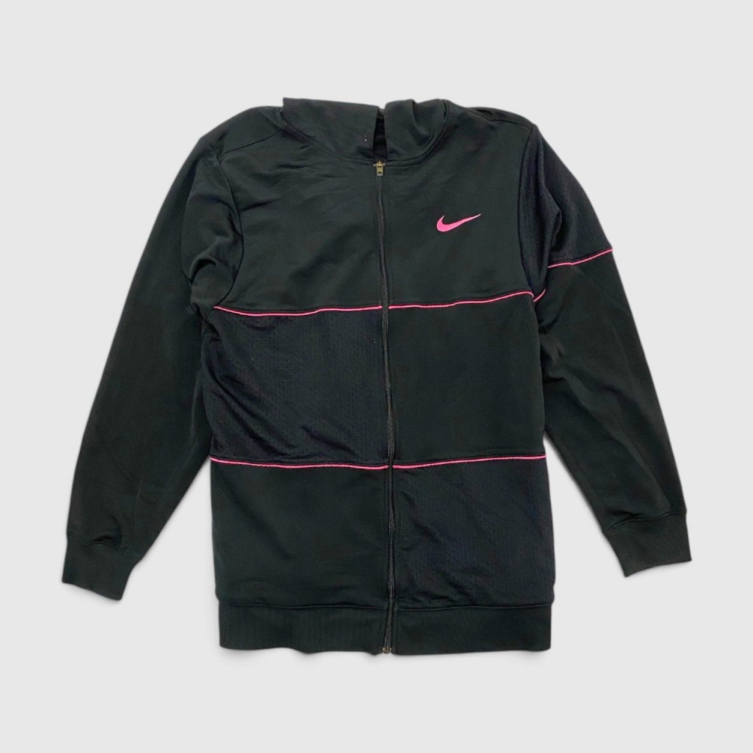 Nike Dri-FIT Mesh Panel Full-Zip Hoodie Black & Pink / Pre Owned