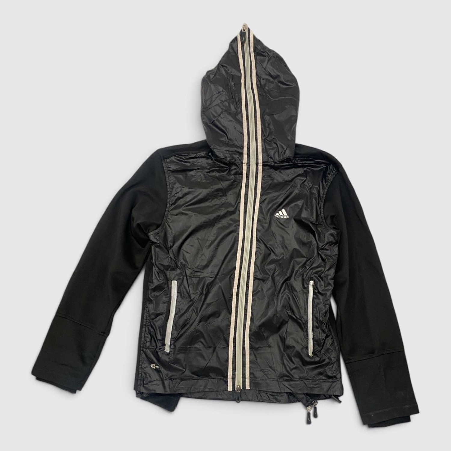 Adidas Wind Protection Mixed-Media Full-Zip Hoodie Black / Pre Owned