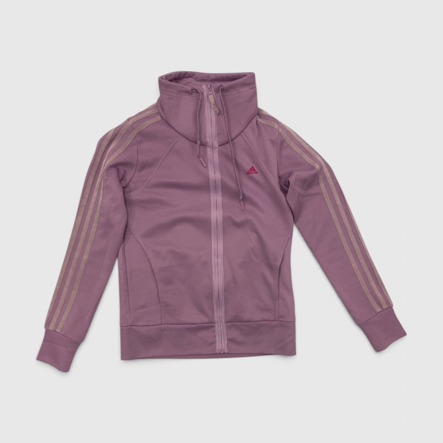Adidas Retro Funnel Neck 3-Stripes Track Jacket Mauve / Pre Owned