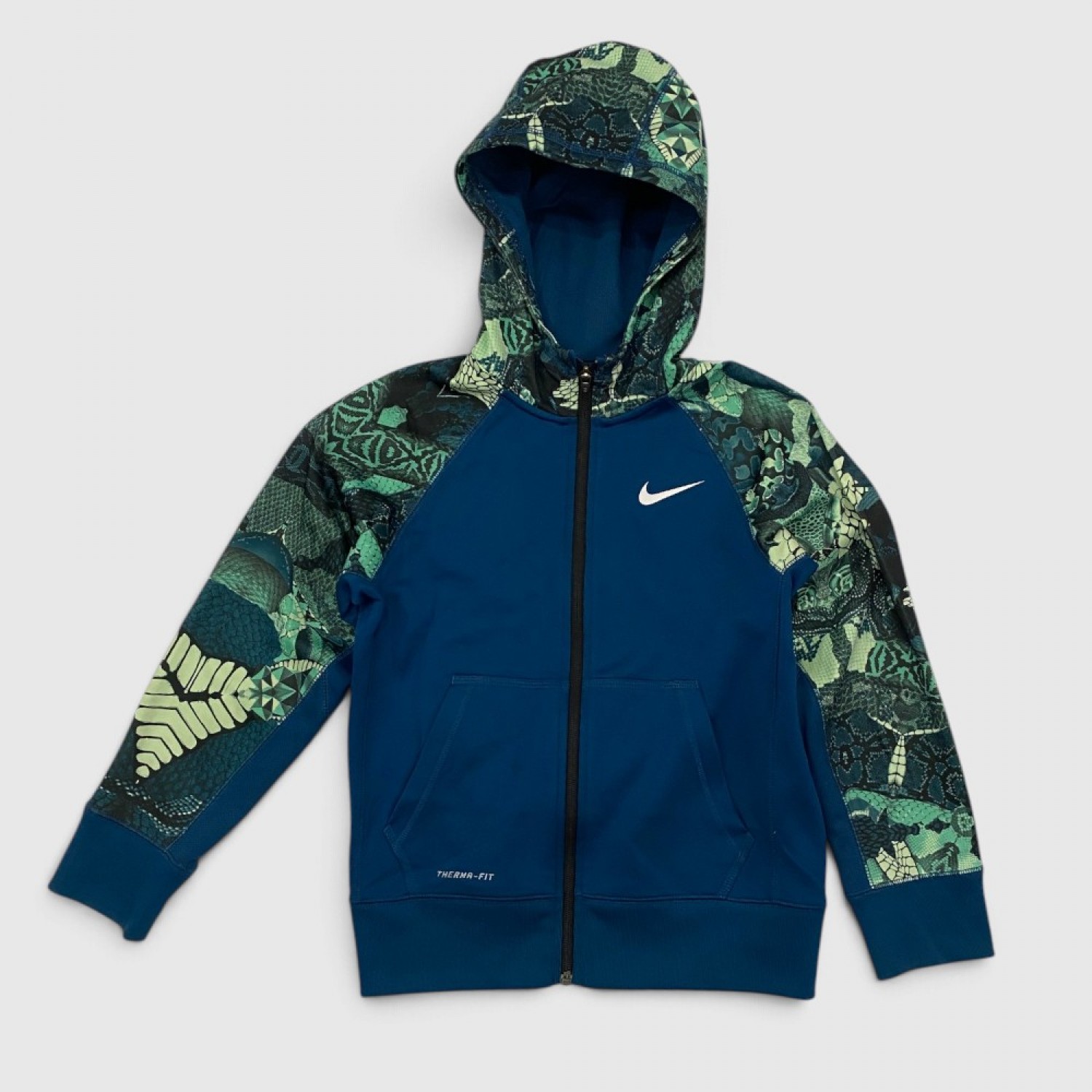 Nike Therma-FIT Graphic Sleeve Full-Zip Hoodie Blue & Green / Pre Owned